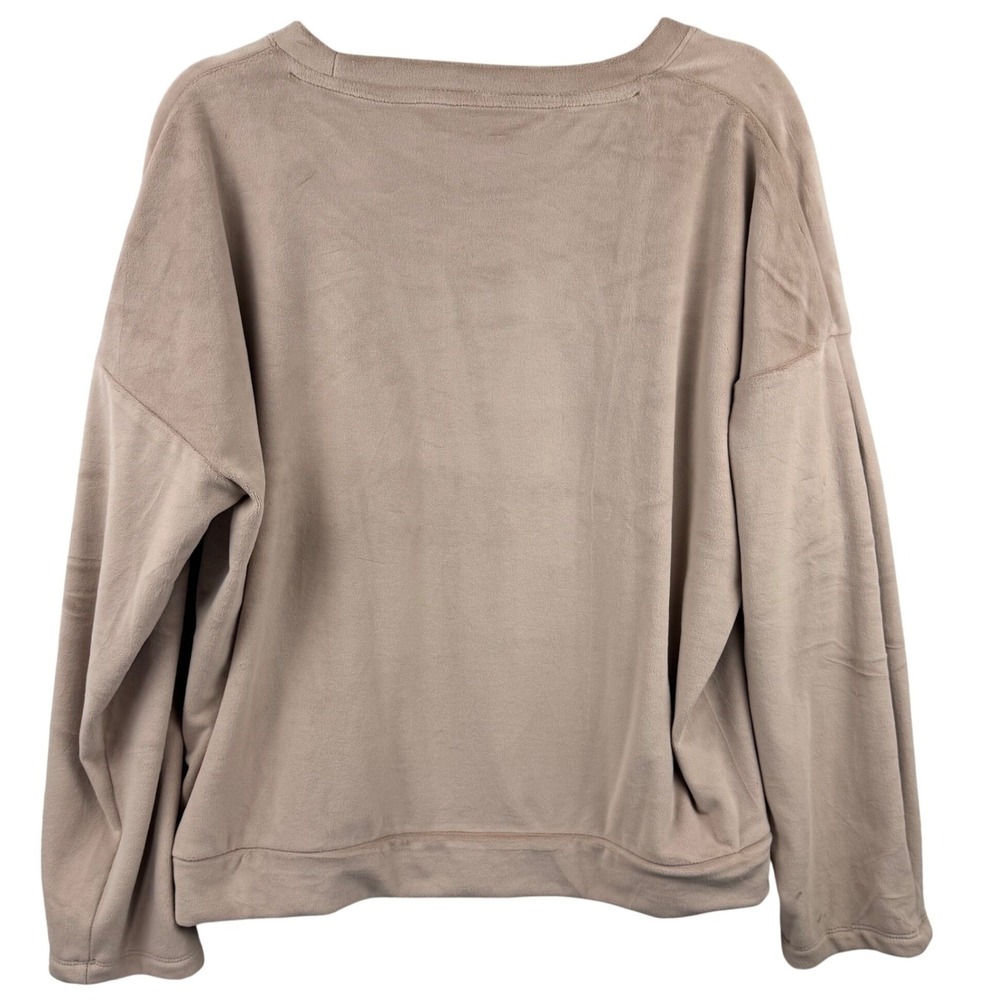 Barefoot Dreams LuxeChic Sweatshirt Women Large Tan Crew Neck Cozy Loungewear - Picture 3 of 10